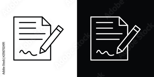 Contract icon black and white symbol group