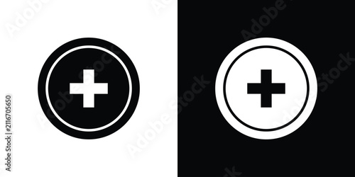 Hospital sign solid pictogram bundle