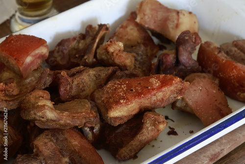 Authentic Peruvian fried pork (Chicharrón)