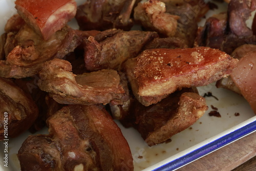 Authentic Peruvian fried pork (Chicharrón)
