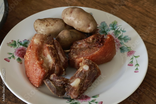 Authentic Peruvian fried pork (Chicharrón)