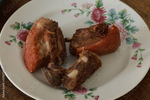 Authentic Peruvian fried pork (Chicharrón)