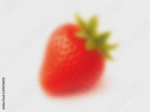 Blurred strawberry fruit isolated on white background, soft focus minimal food concept