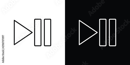 Obraz na płótnie Play pause icon line art collection