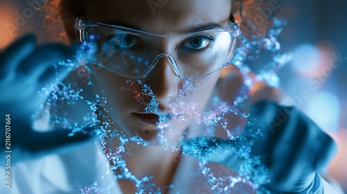 Scientist examining precision pharmacology molecular map, pharmaceutical innovation laboratory, digital chemistry analytics,