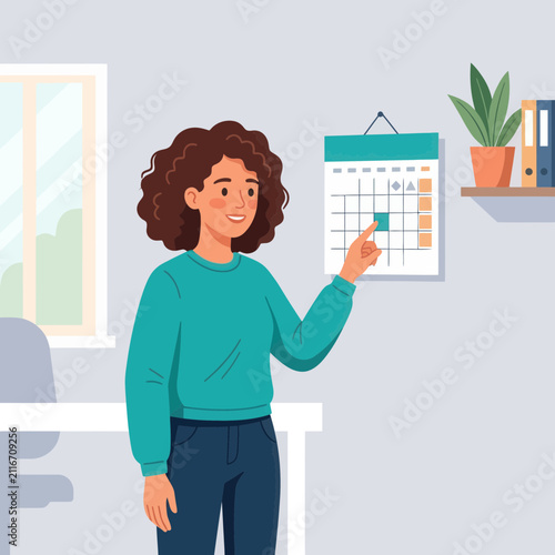 Woman Scheduling Appointment on Calendar - Planning and Organization Concept