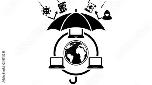 Digital Security Umbrella Protecting Global Network from Cyber Threats and Hackers