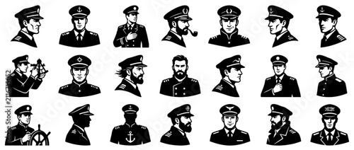 Fotografie Set of Black and White Naval Officer Portraits