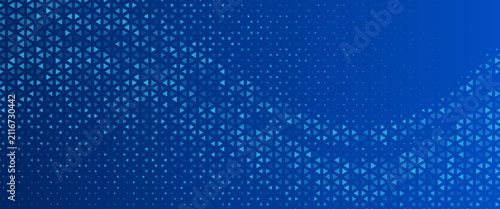 Blue glowing triangular texture. Abstract triangular grid gradient wallpaper. Navy honeycomb pattern backdrop. Vector modern technology, business, science, healthcare, medicine