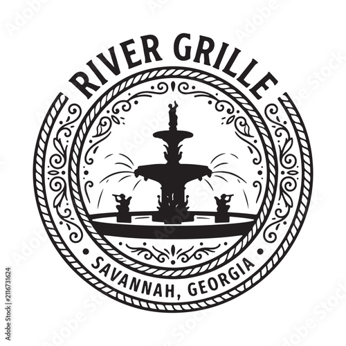 River grille savannah georgia vintage round logo emblem