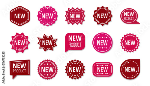 Cuadro en lienzo Red new arrival badge and tags set