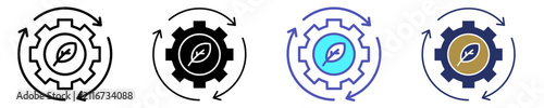 Green Process Optimization Icon Set Multiple Style Collection