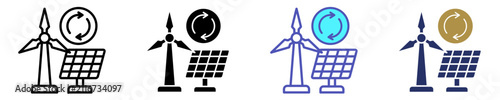 Renewable Energy System Icon Set Multiple Style Collection