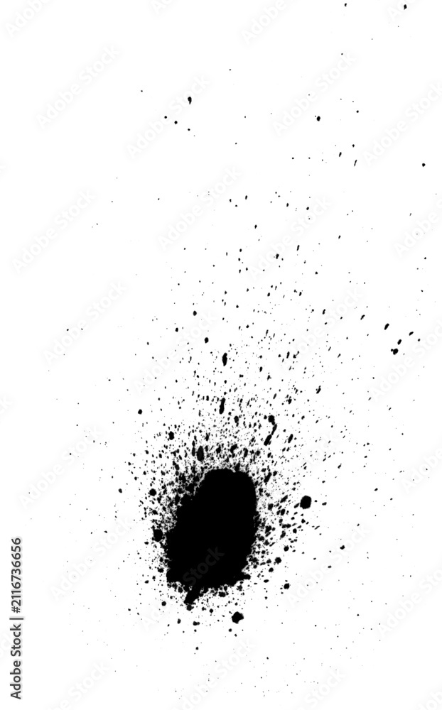 Obraz premium Black ink paint splatter effect on transparent background isolated design element set.