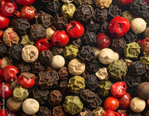 Colorful Mixed Peppercorns Macro Photography Texture Background