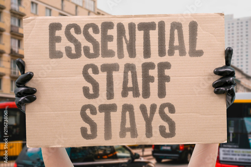 Fotografie "Essential Staff Stays" Key workers continue without pay during a shutdown
