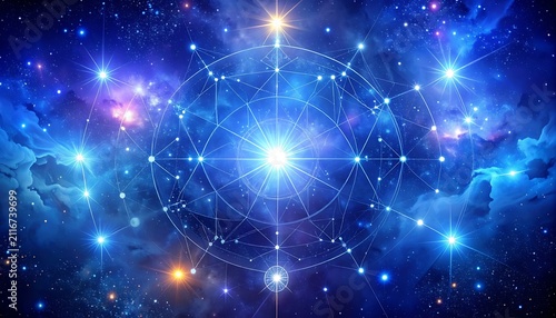 Vibrant Celestial Network Illuminating the Deep Cosmos with Interconnected Stars and Mystical Energy Patterns, Symbolizing Universal Connection and Spiritual Enlightenment