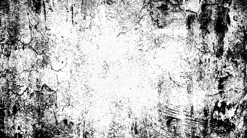 Принти на полотні Wall with Peeling Paint and Cracks in Black and White Featuring Texture, Aged, W