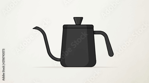 Canvas Print Minimalist black gooseneck kettle for pour over coffee preparation on light background