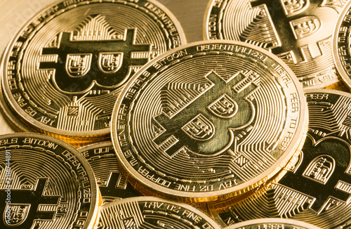 Bitcoin coins background texture