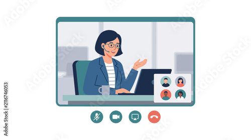 Canvastavla Business woman participating in a remote virtual video conference call
