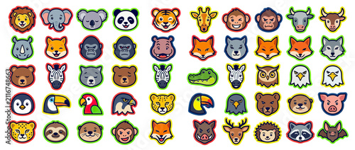 Photography Collection of Cartoon Animal Faces Icons