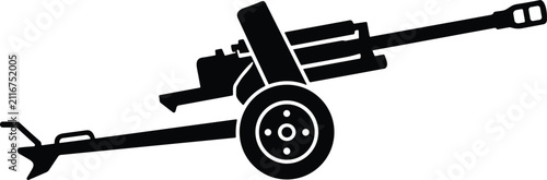 Foto Black and white military artillery cannon vector icon silhouette illustration fo