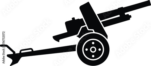 Foto Black and white military artillery howitzer cannon vector icon silhouette illust