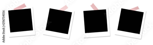 Blank Polaroid Photo Frame Collection, Vintage Instant Picture Mockup Set, Empty Taped Photo Border Templates. Polaroid photo frame set.