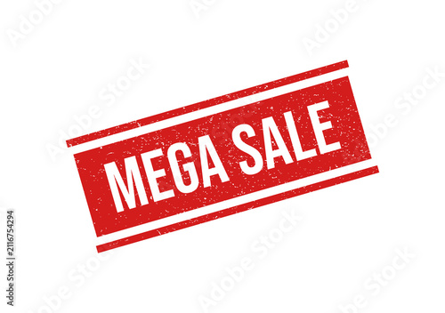 Canvastavla Red sale stamp with mega sale text isolated on transparent background