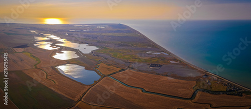 Принти на полотні Camber Sands Aerial View After Sunrise Along the East Sussex Coast England