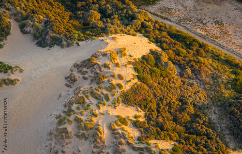 Bild auf Leinwand Camber Sands Aerial View After Sunrise Along the East Sussex Coast England