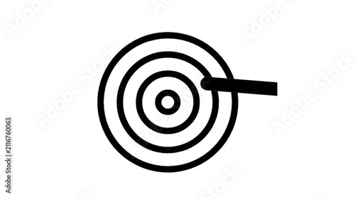 Animated target board with arrow hitting bullseye for goal achievement