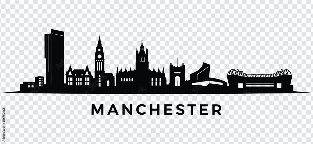Obraz premium Manchester city skyline silhouette, vector illustration