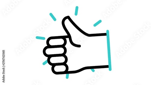 Animated thumbs up hand gesture icon for positive feedback and approval