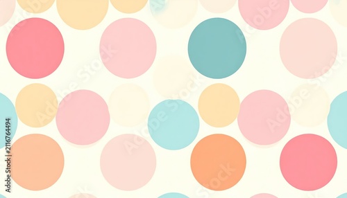 Overlapping soft pastel circles pattern on cream background.