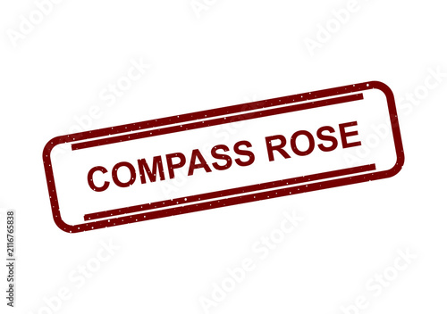 Red vintage compass rose stamp with bold text illustration