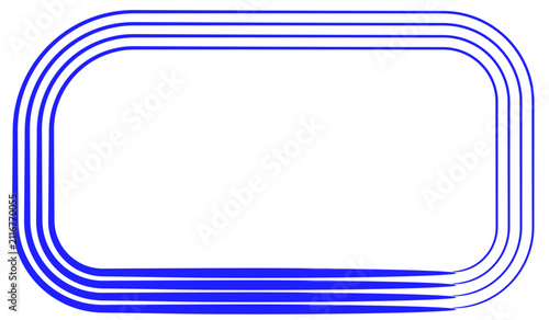 Blue concentric rounded rectangular frame with four parallel lines
