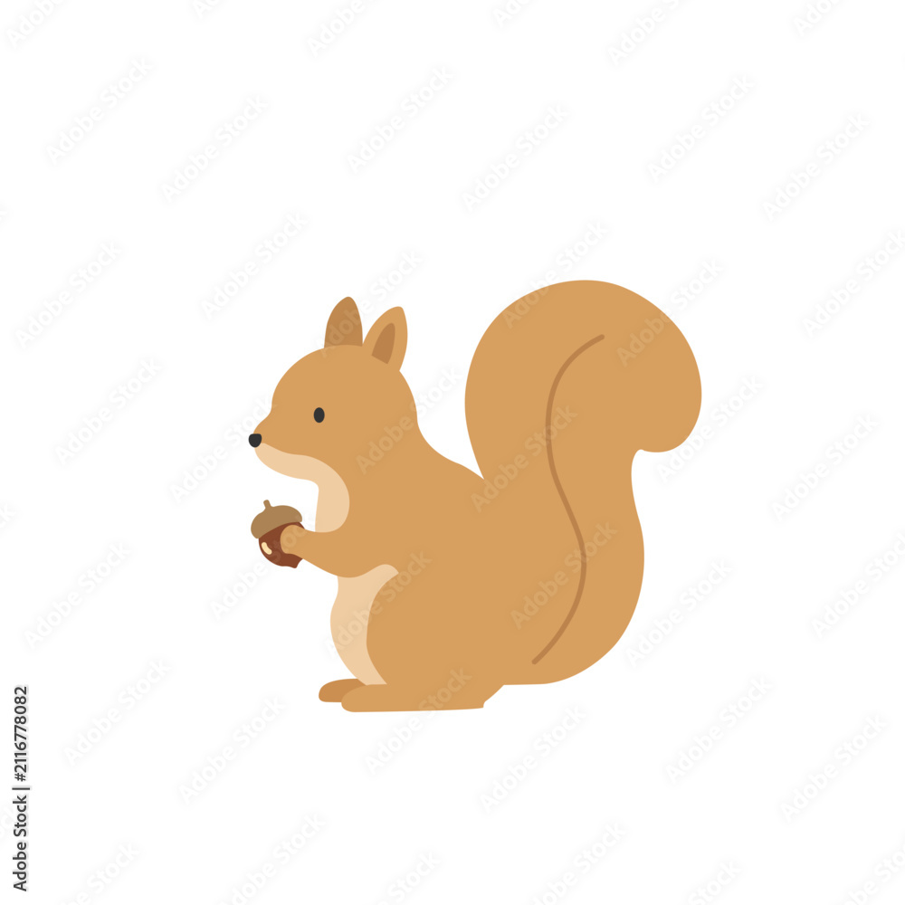 Obraz premium 秋素材 リスのフラットイラスト アイコン 動物素材