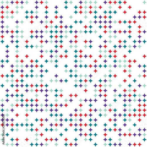 Abstract geometric pattern of colorful plus signs on white background