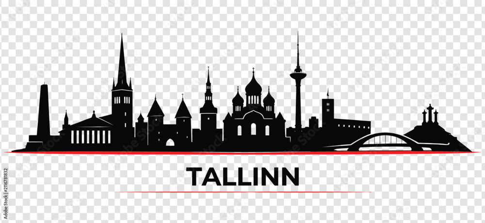 Obraz premium Tallinn city skyline silhouette vector illustration