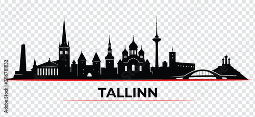Fotografie Tallinn city skyline silhouette vector illustration
