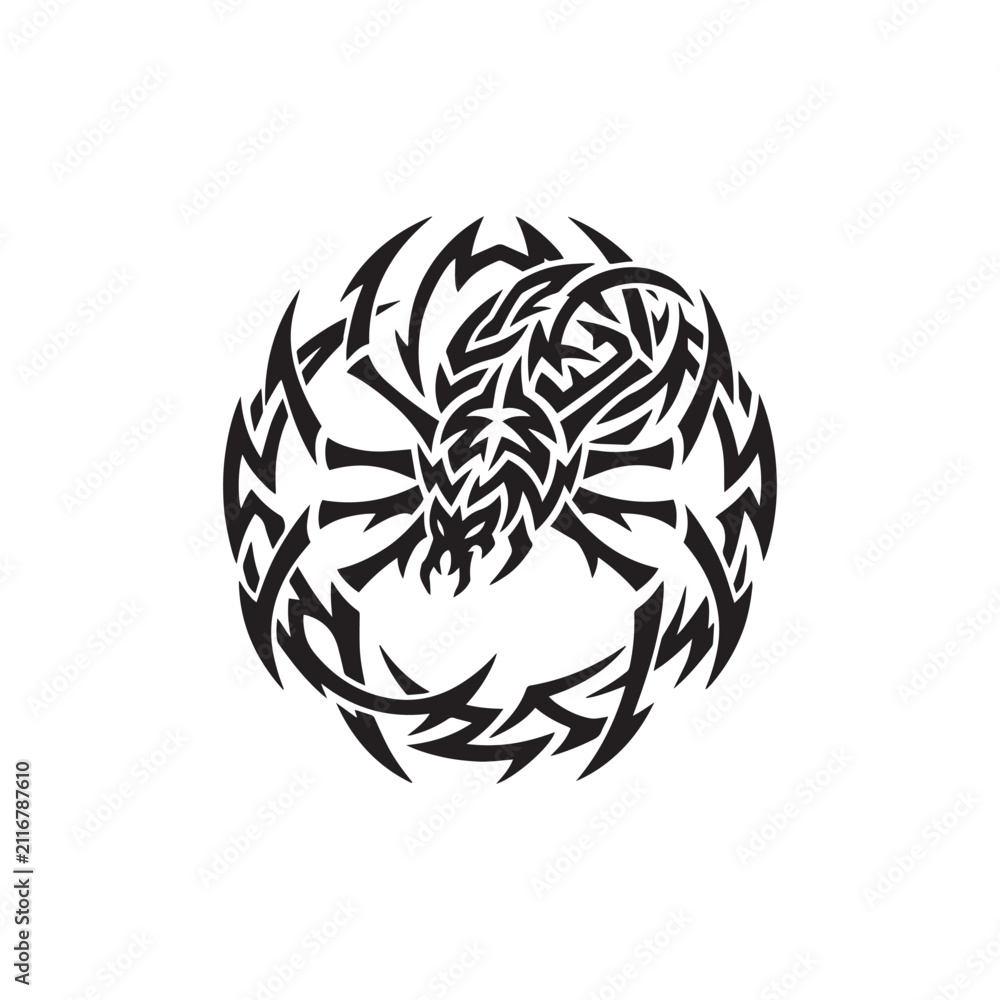 Obraz premium Tribal Tattoo Logo Emblem Circular Design for Bold Branding.