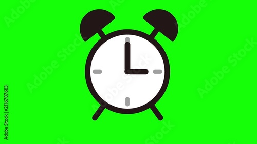 Animated Vibrating Alarm Clock on Green Screen for Chroma Key Loop