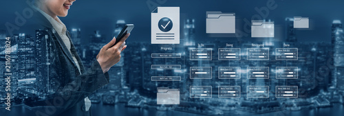 Obraz na plátne Task management workflow dashboard visualizing to-do lists, ongoing tasks, revie