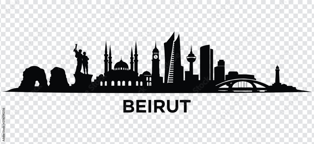Naklejka premium Beirut city skyline silhouette vector illustration