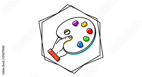 Painter palette with colorful paints