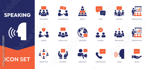 фотографія Set of speaking solid icon
