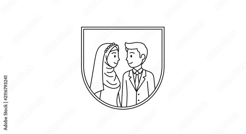Fototapeta premium Muslim couple in love, wedding symbol
