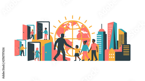 Global Community and Immigration Concept Illustration